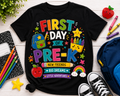 First Day of Pre-K colorful back-to-school Bella Canvas kids tee
