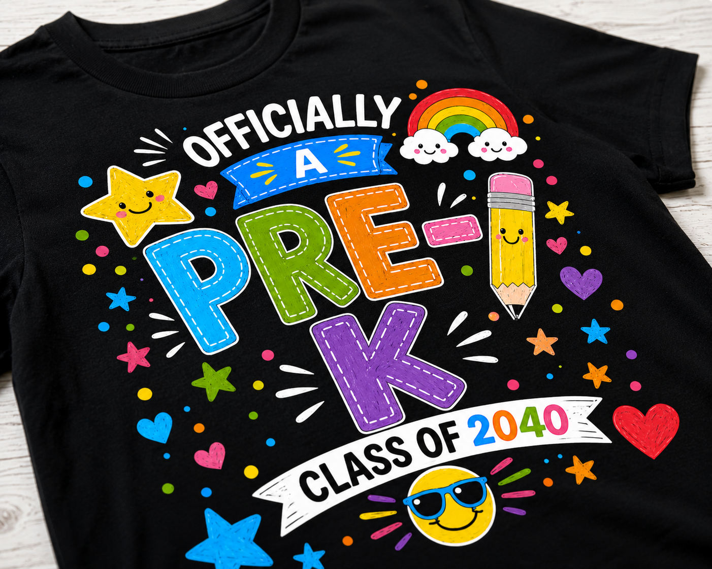 Officially a Pre-K Kid Class of 2040 first day of preschool Bella Canvas kids tee