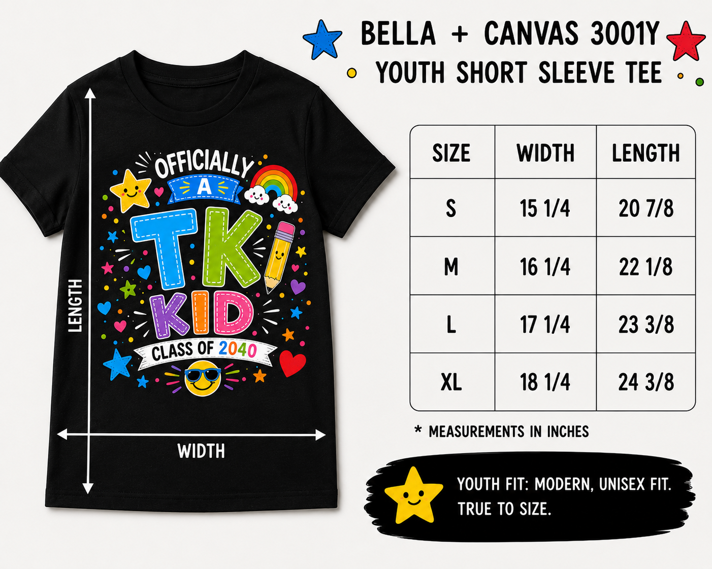 Officially A TK Kid Class of 2040 first day of transitional kindergarten Bella Canvas tee