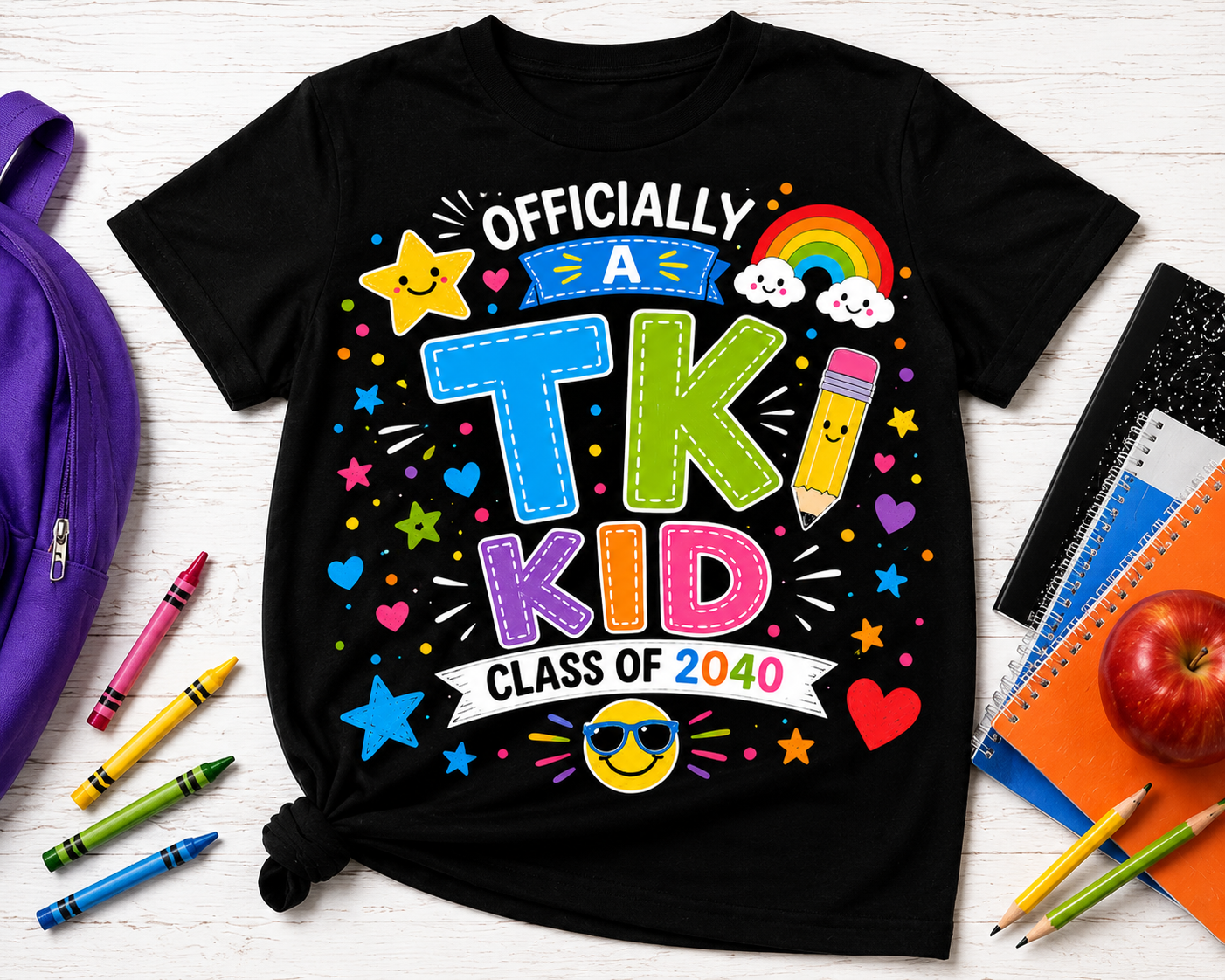Officially A TK Kid Class of 2040 first day of transitional kindergarten Bella Canvas tee