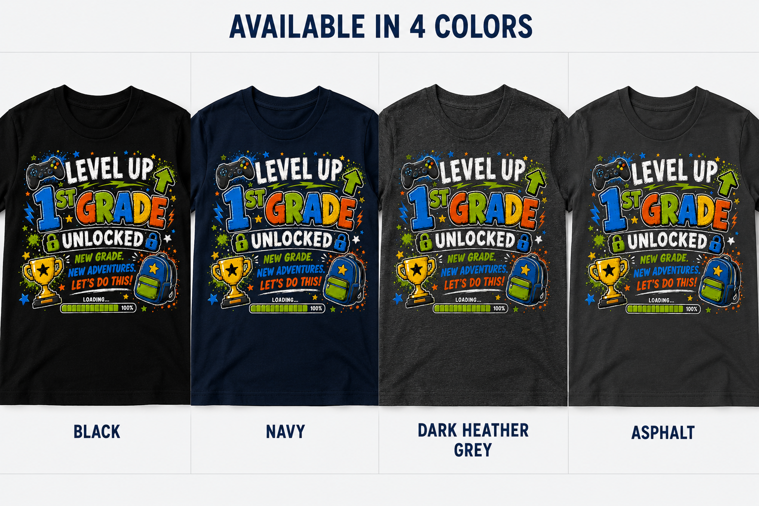 First Day of First Grade Level Up Class of 2038 gamer Bella Canvas kids tee