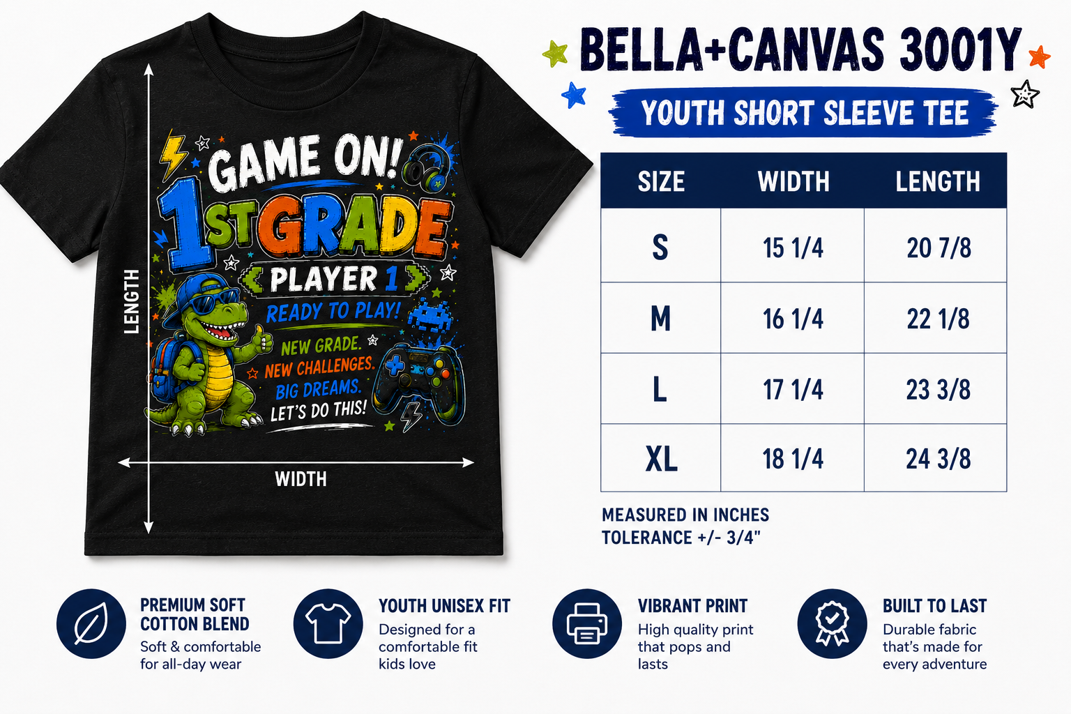 Game On 1st Grade gamer Class of 2038 first day of first grade kids tee