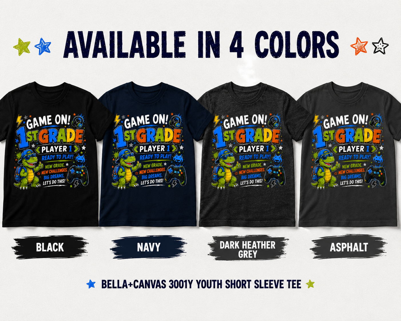 Game On 1st Grade gamer Class of 2038 first day of first grade kids tee