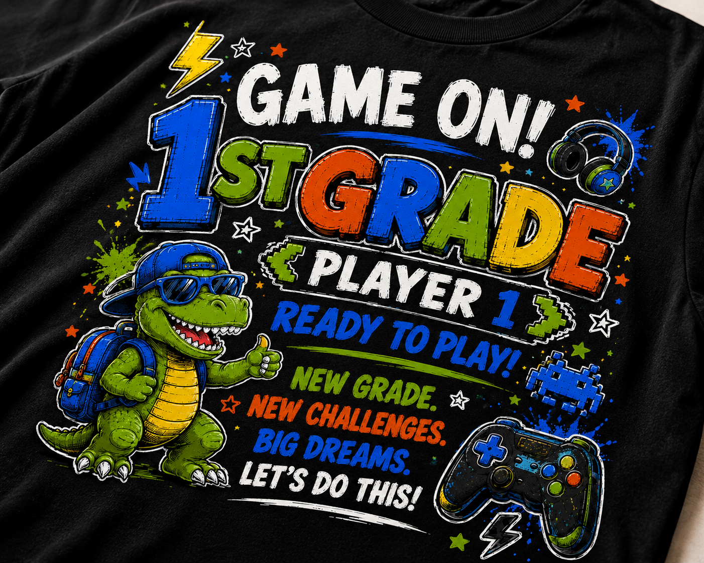 Game On 1st Grade gamer Class of 2038 first day of first grade kids tee