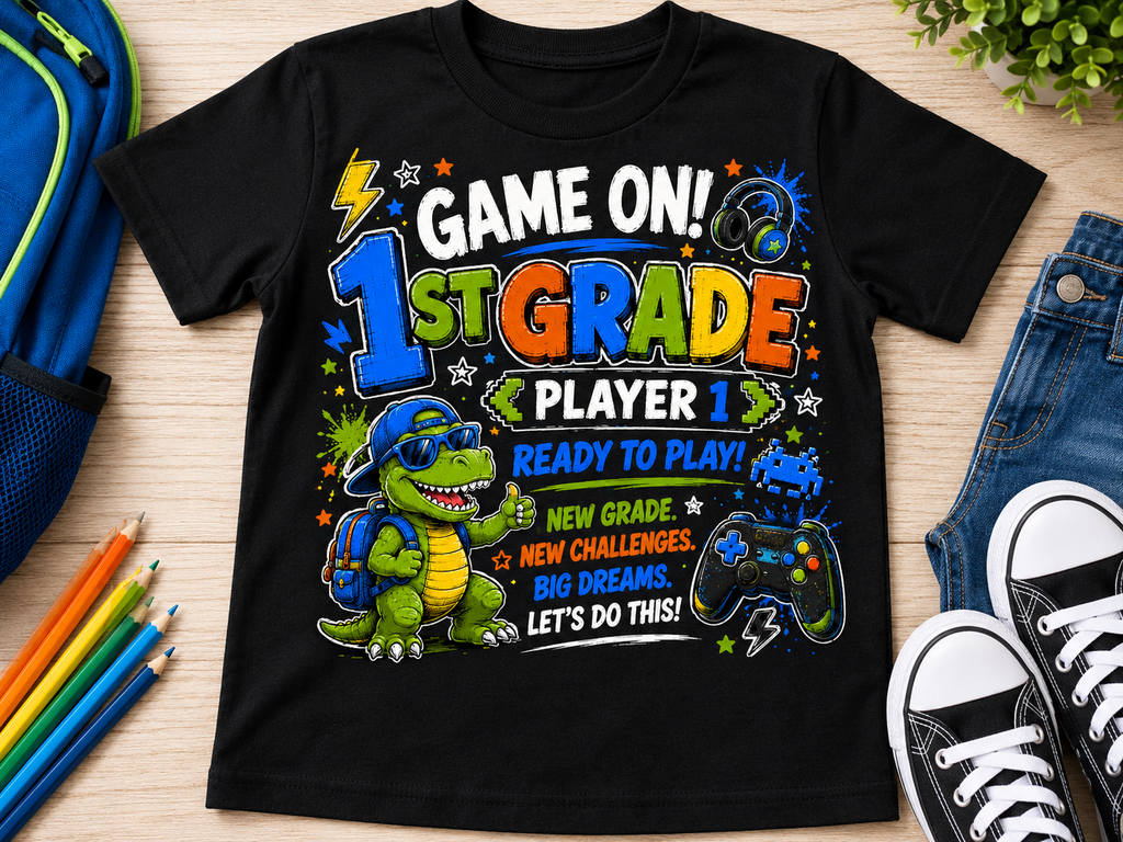 Game On 1st Grade gamer Class of 2038 first day of first grade kids tee