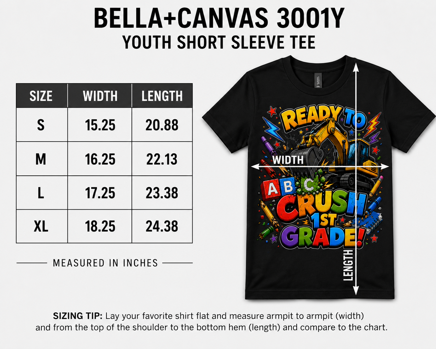 Ready to Crush 1st Grade excavator construction Class of 2038 kids back-to-school tee