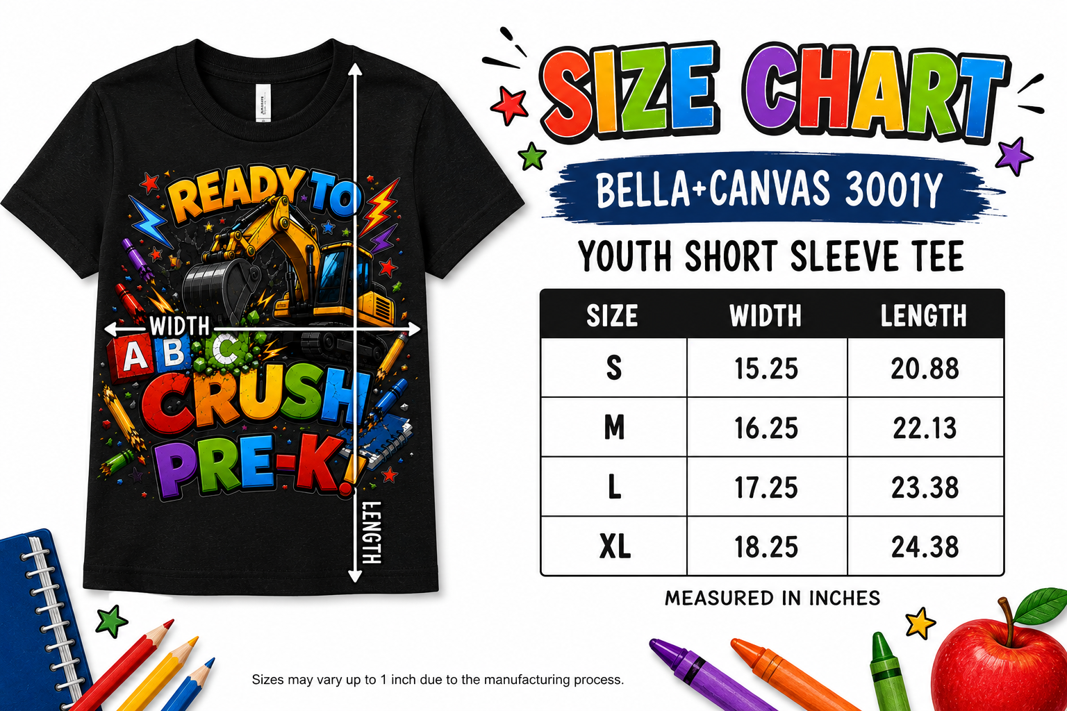Ready to Crush Pre-K excavator construction first day of preschool kids tee