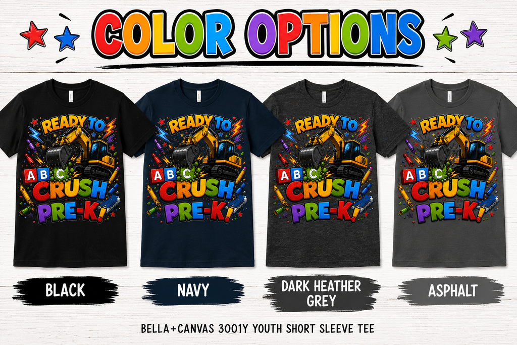 Ready to Crush Pre-K excavator construction first day of preschool kids tee
