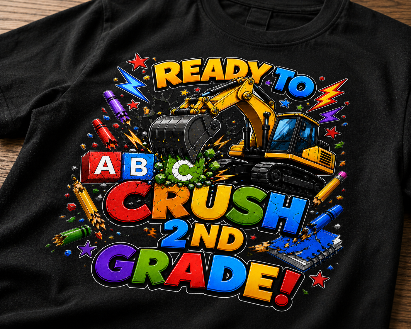 Ready to Crush 2nd Grade excavator construction Class of 2037 kids back-to-school tee