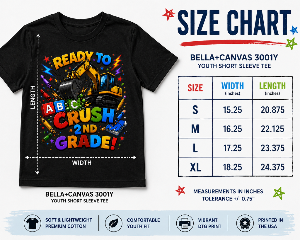 Ready to Crush 2nd Grade excavator construction Class of 2037 kids back-to-school tee