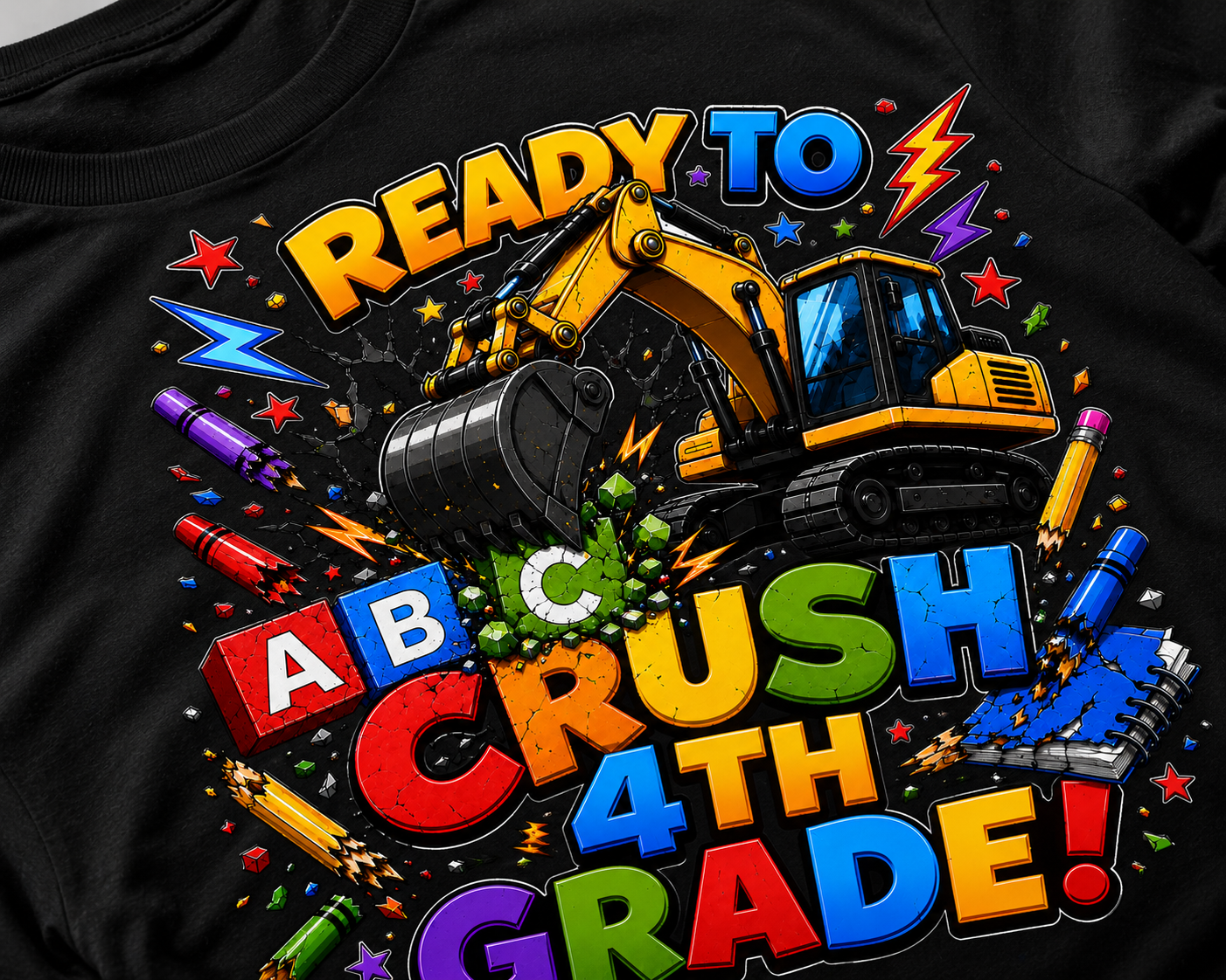 Ready to Crush 4th Grade excavator construction Class of 2035 kids back-to-school tee