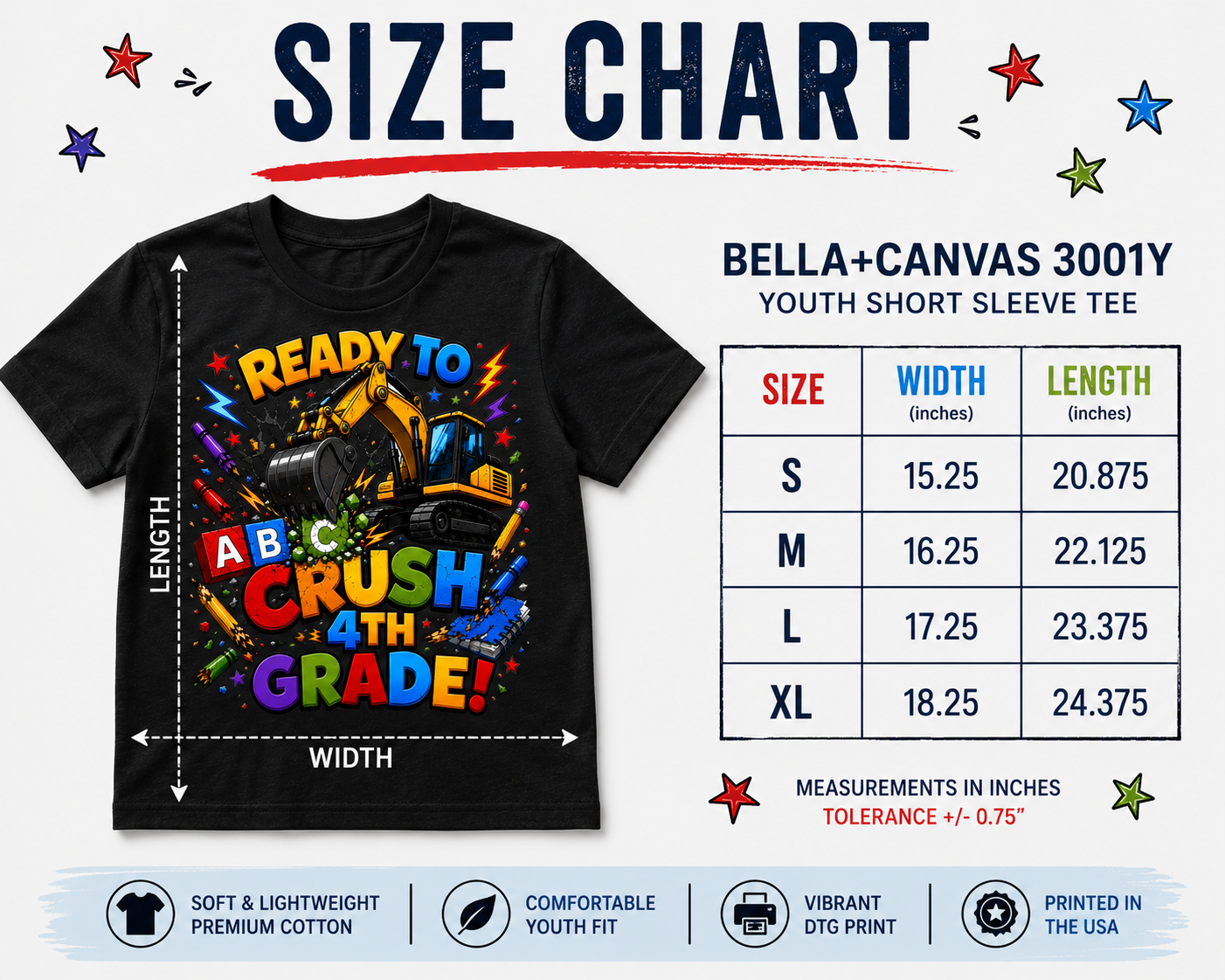 Ready to Crush 4th Grade excavator construction Class of 2035 kids back-to-school tee