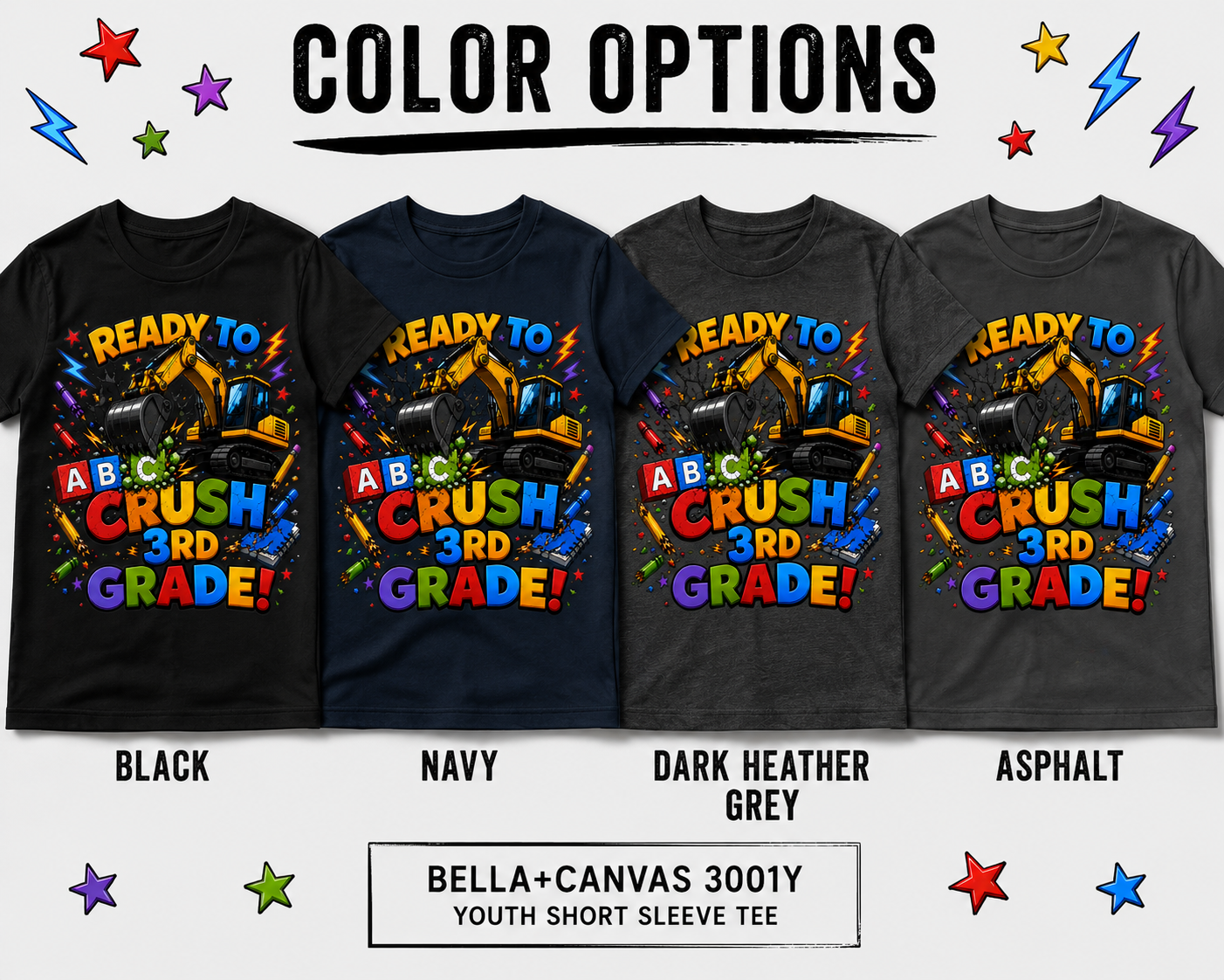 Ready to Crush 3rd Grade excavator construction Class of 2036 kids back-to-school tee