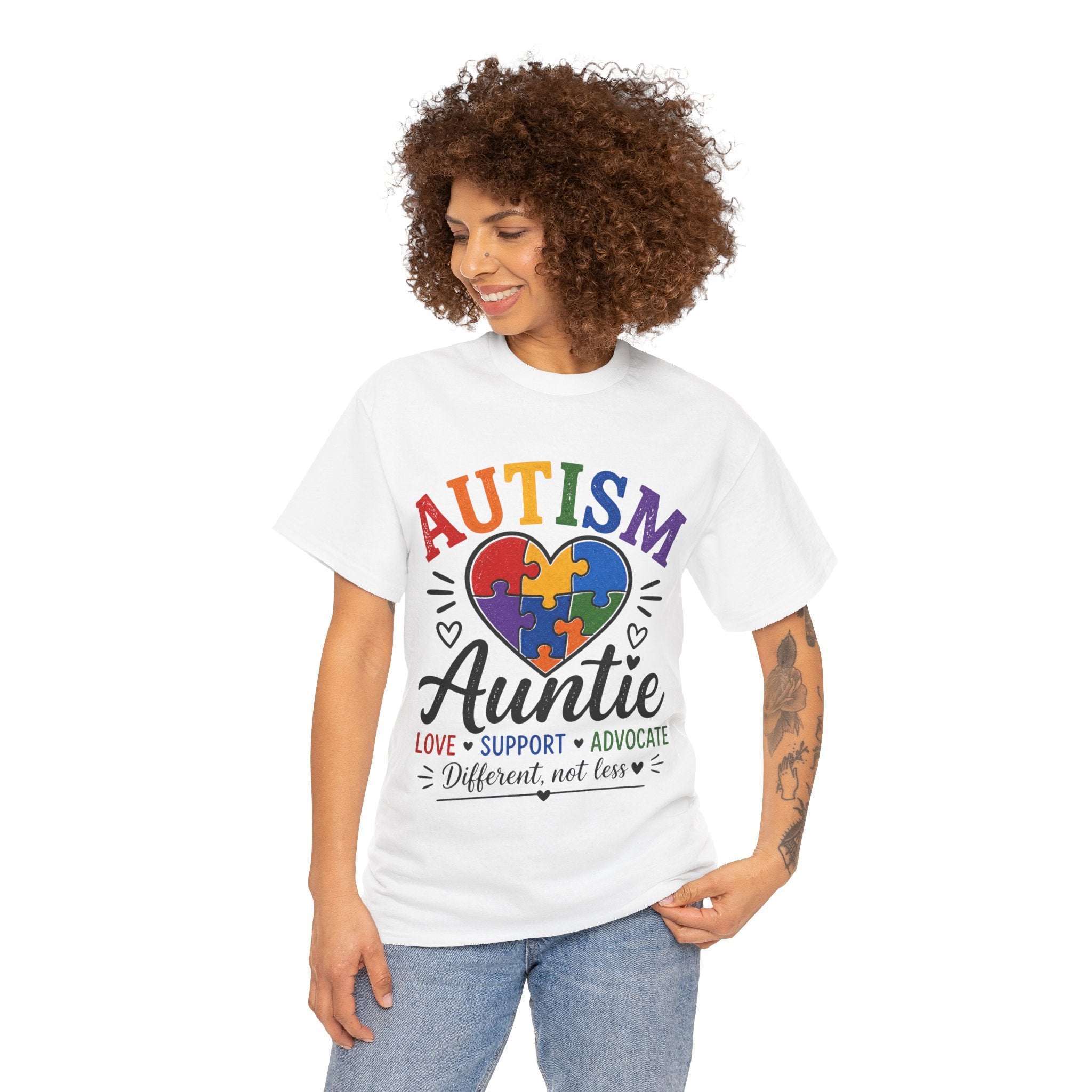 Autism Auntie Shirt, Puzzle Heart Tee, Autism Awareness Gift, Love Support Advocate Shirt, Different Not Less Tee, Neurodiversity Shirt