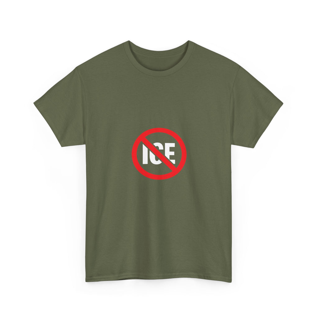 No ICE Symbol T-Shirt | Bold Statement Graphic Tee | Unisex Heavy Cotton Shirt | Protest Style Streetwear