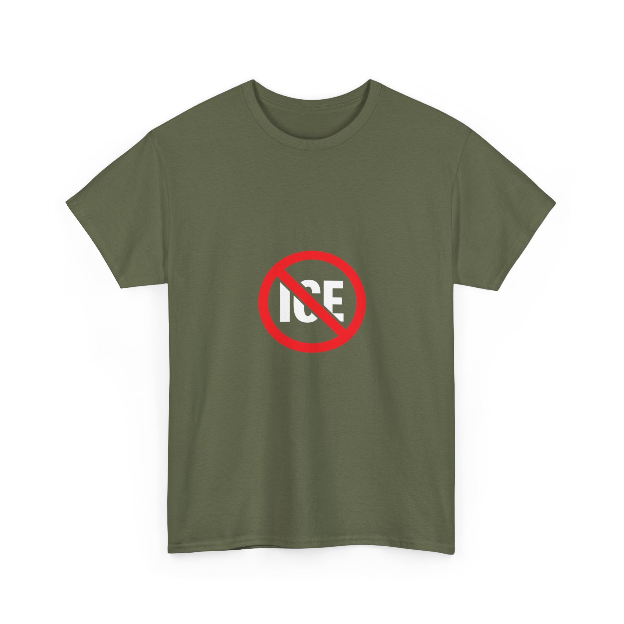 No ICE Symbol T-Shirt | Bold Statement Graphic Tee | Unisex Heavy Cotton Shirt | Protest Style Streetwear