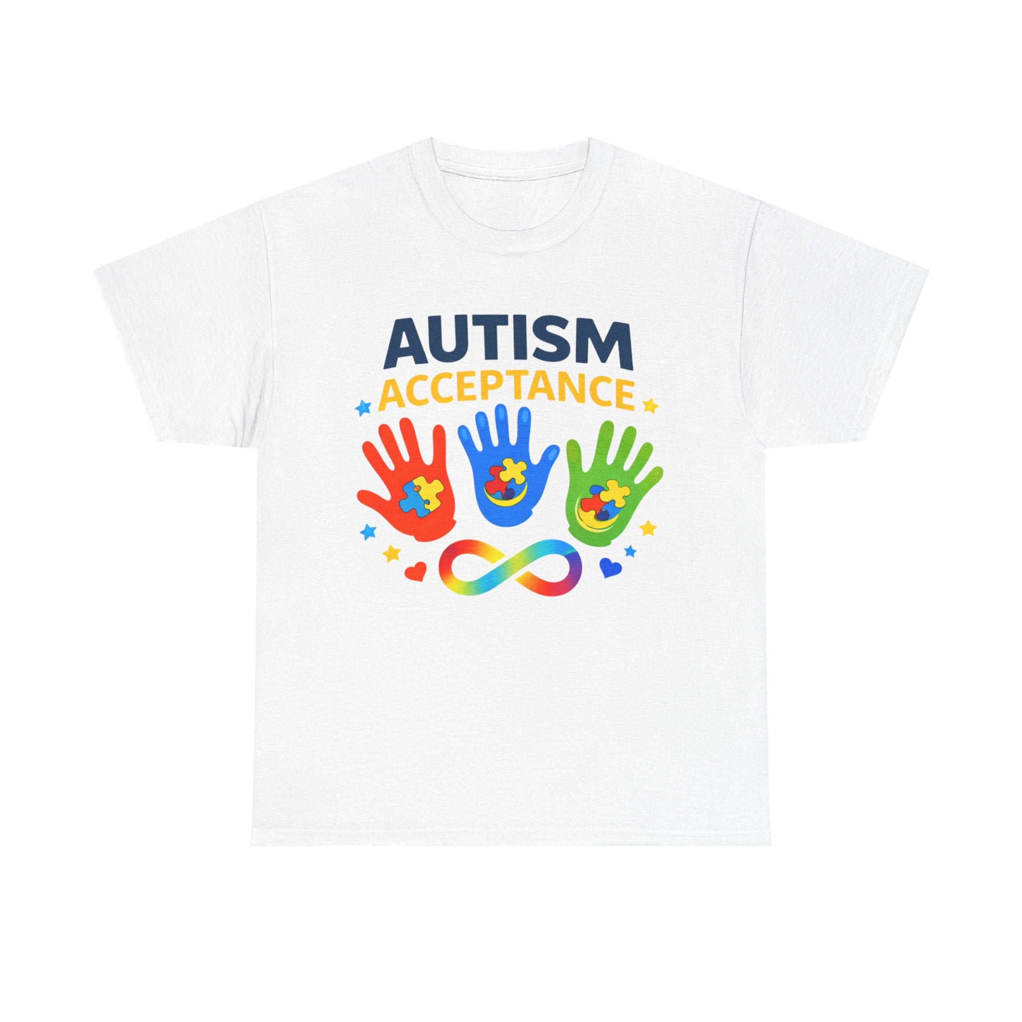 Autism Acceptance Shirt, Neurodiversity Awareness Tee, Puzzle Piece Rainbow Hands Shirt, Autism Mom Dad Gift, April Awareness Shirt
