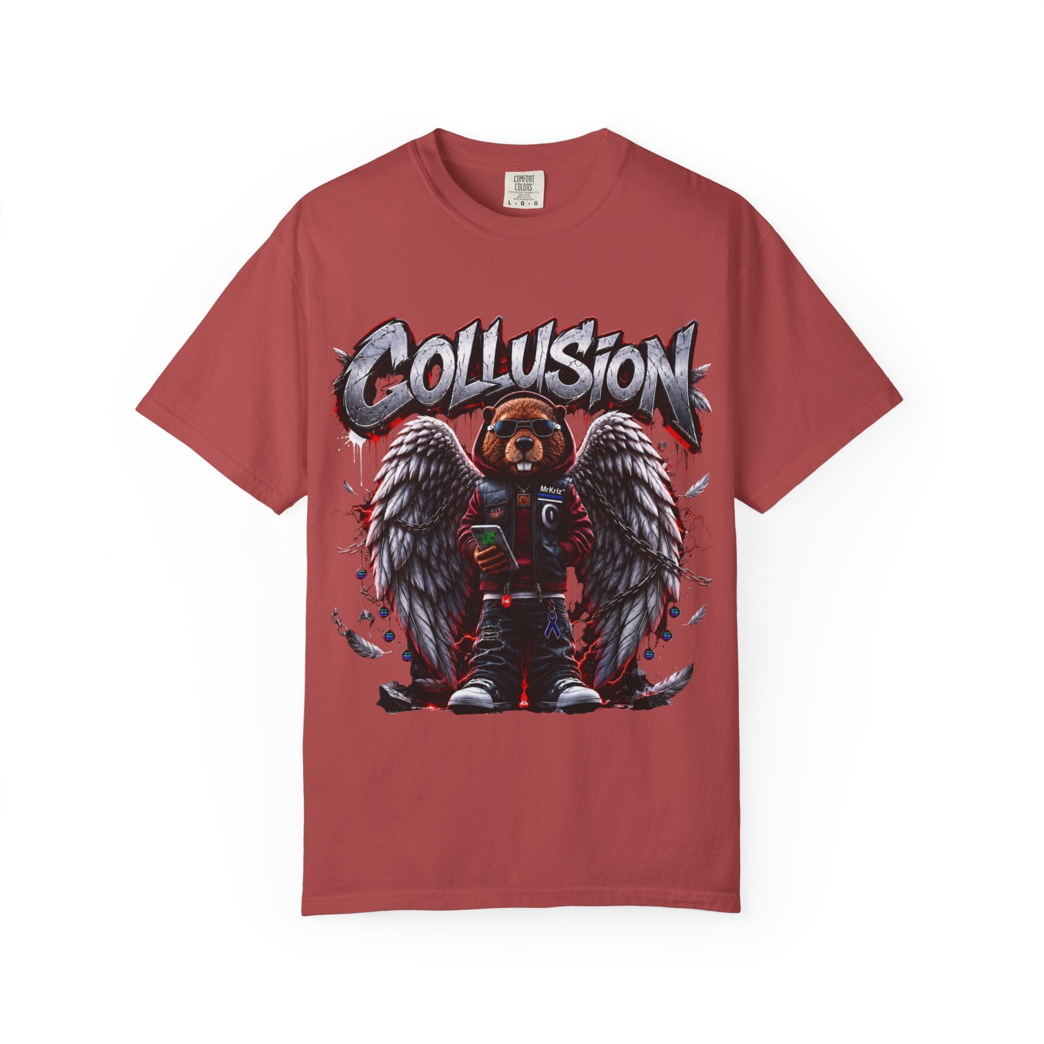 Collusion Beaver graphic garment-dyed unisex t-shirt