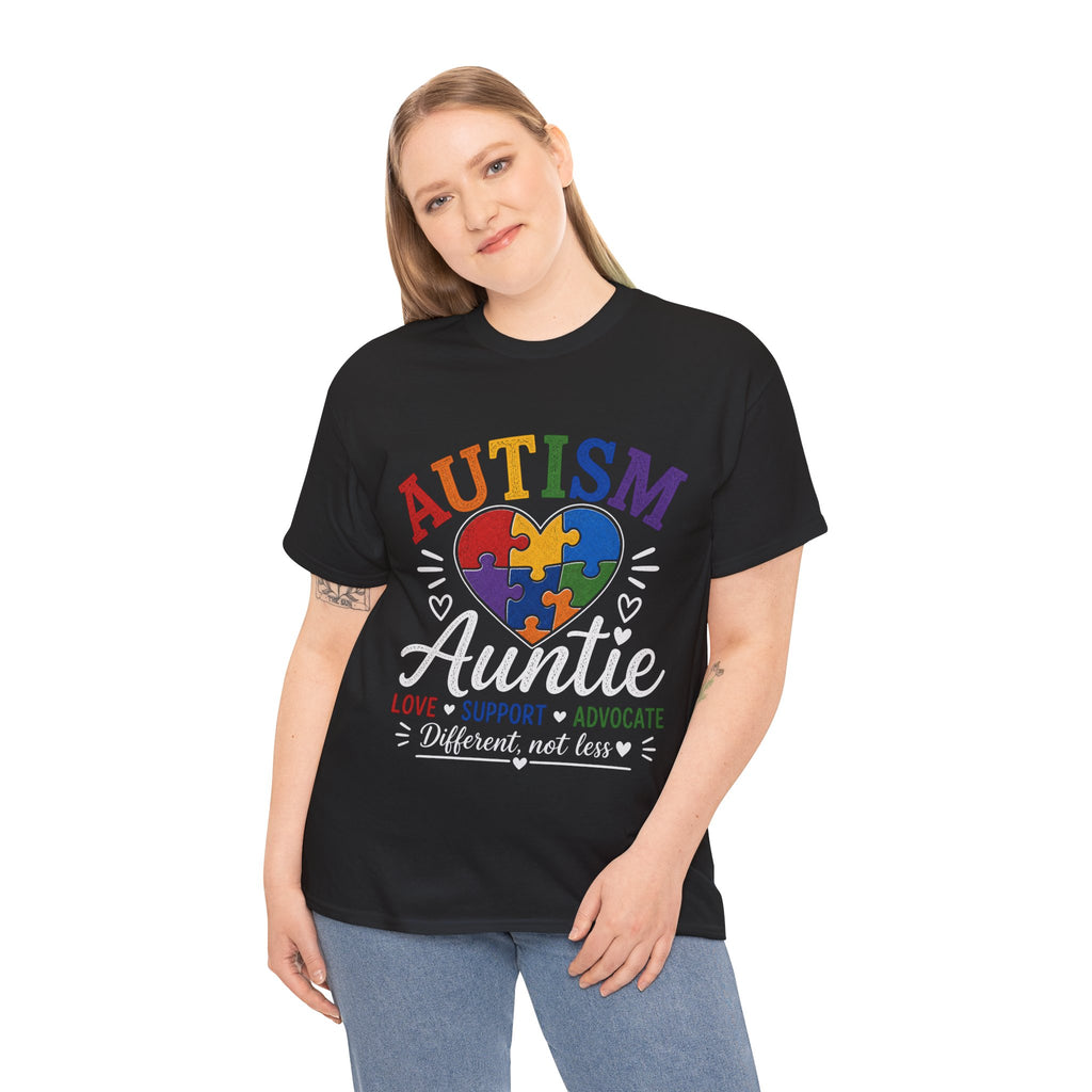 Autism Auntie Shirt, Puzzle Heart Tee, Autism Awareness Gift, Love Support Advocate Shirt, Different Not Less Tee, Neurodiversity Shirt
