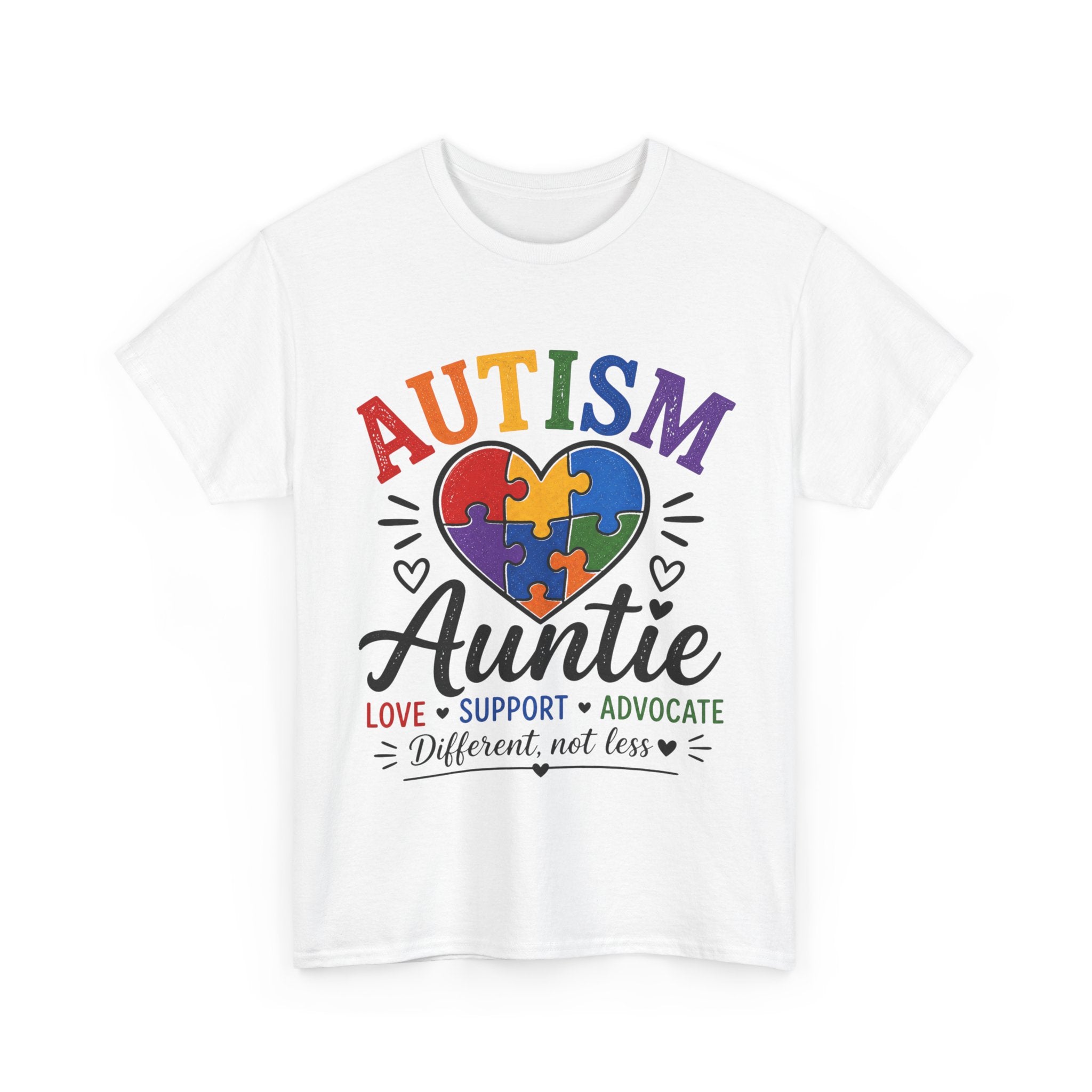 Autism Auntie Shirt, Puzzle Heart Tee, Autism Awareness Gift, Love Support Advocate Shirt, Different Not Less Tee, Neurodiversity Shirt