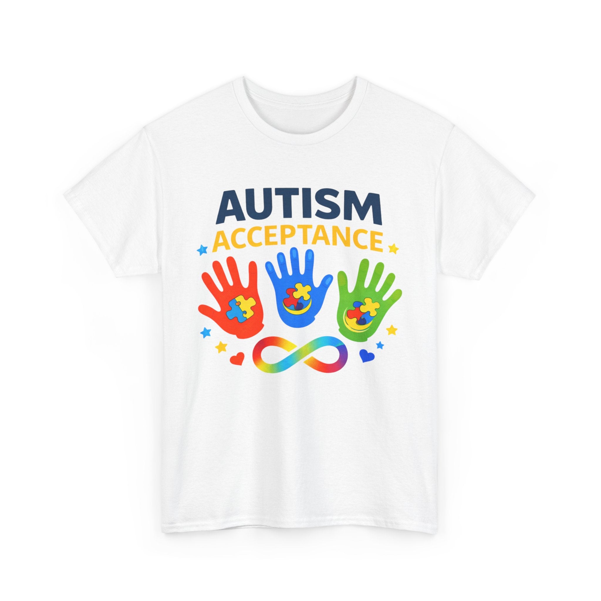 Autism Acceptance Shirt, Neurodiversity Awareness Tee, Puzzle Piece Rainbow Hands Shirt, Autism Mom Dad Gift, April Awareness Shirt