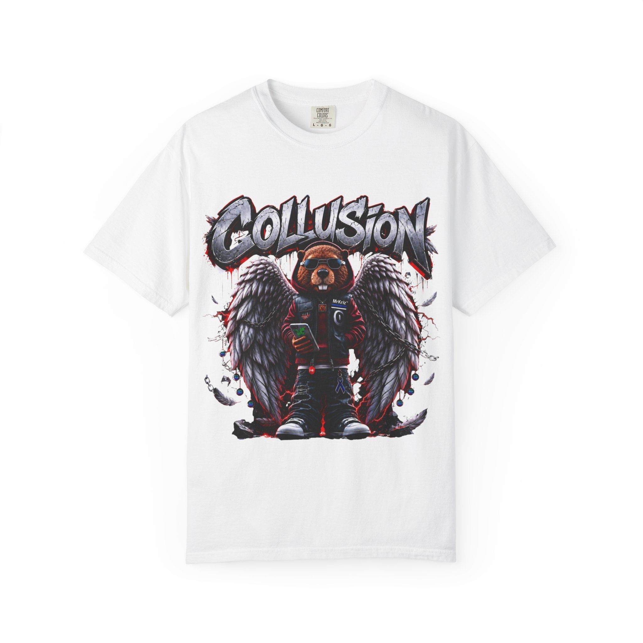 Collusion Beaver graphic garment-dyed unisex t-shirt