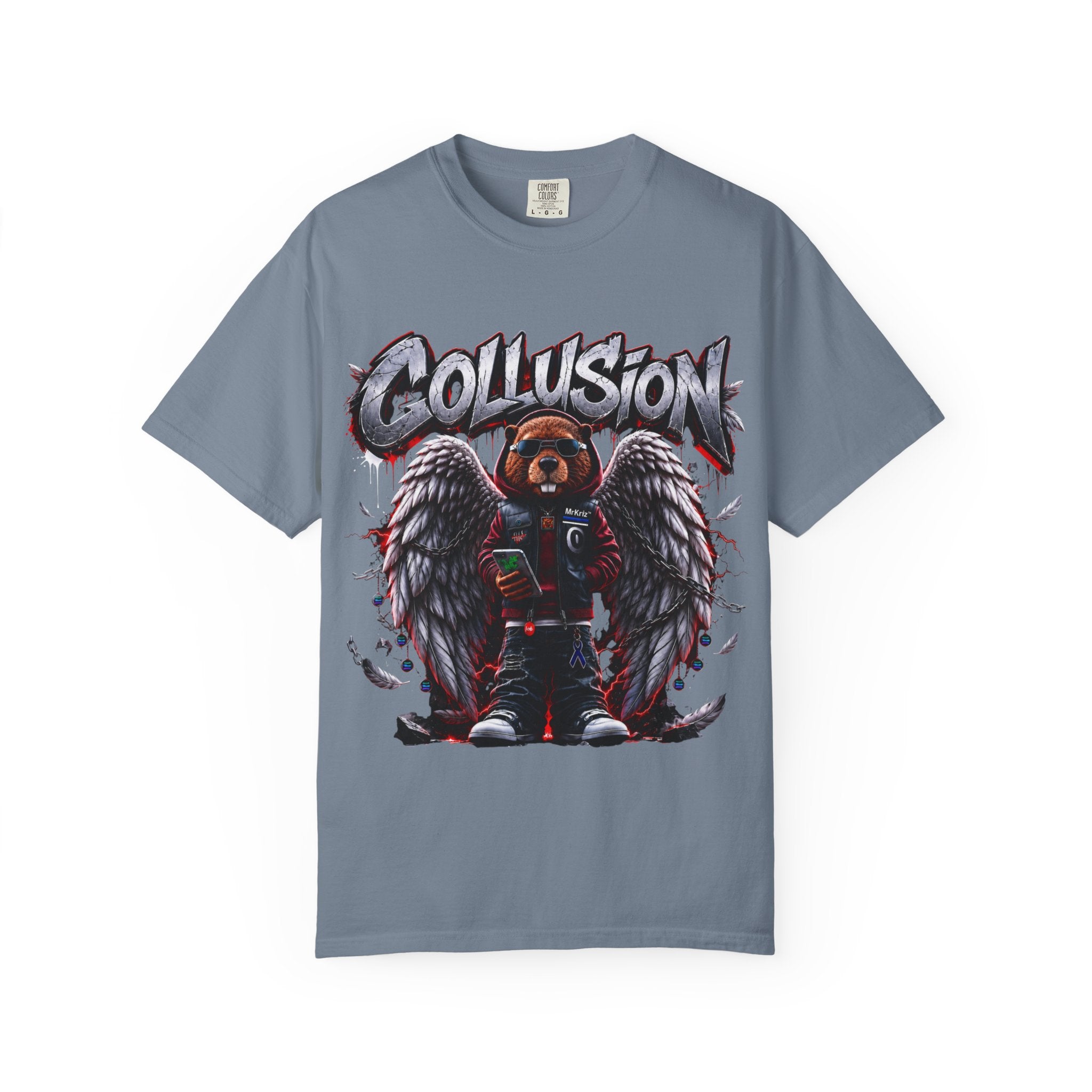 Collusion Beaver graphic garment-dyed unisex t-shirt